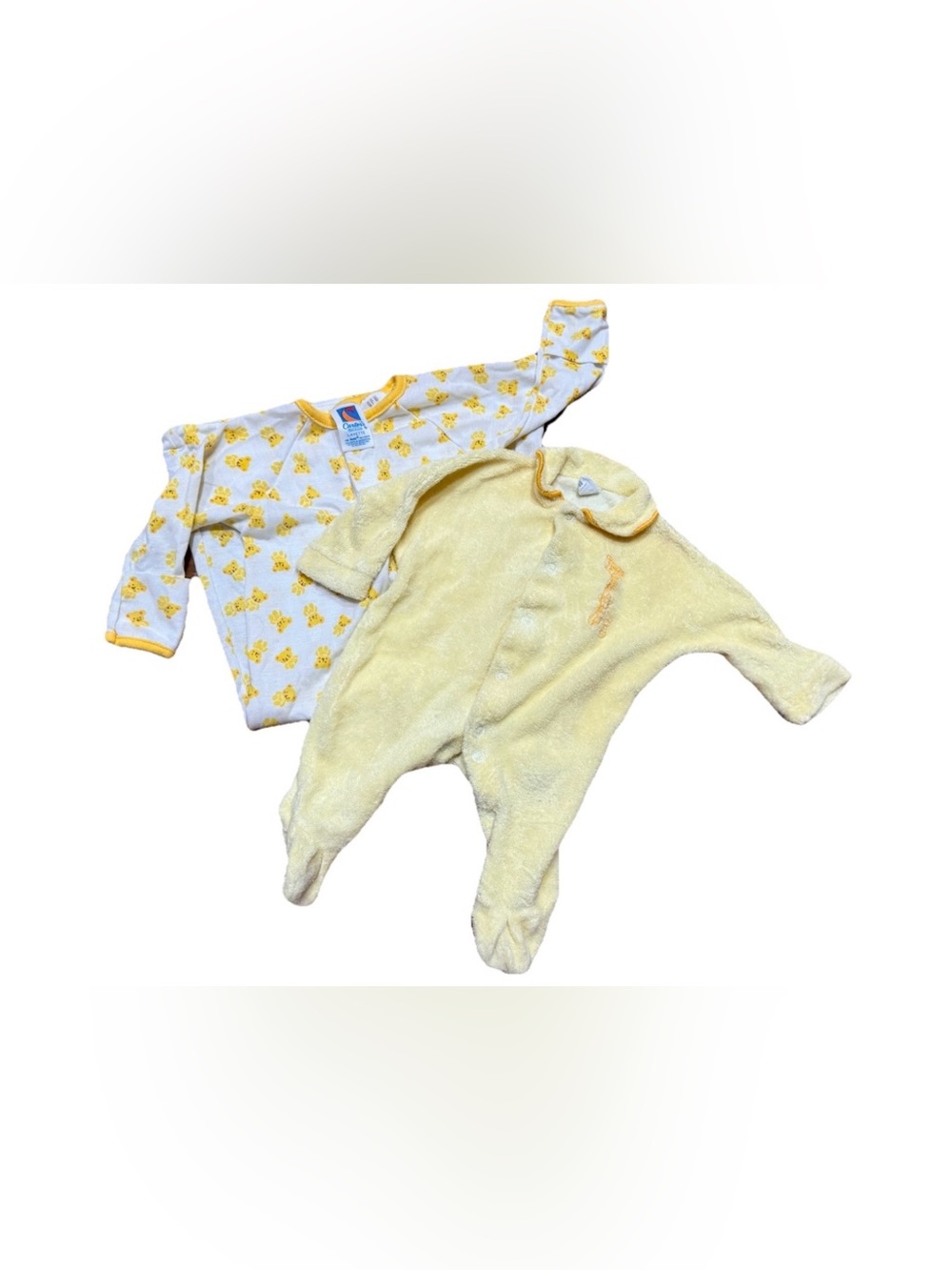 Vintage 80s Carter’s Layette and Footed Sleeper Pajamas Newborn Unisex Yellow